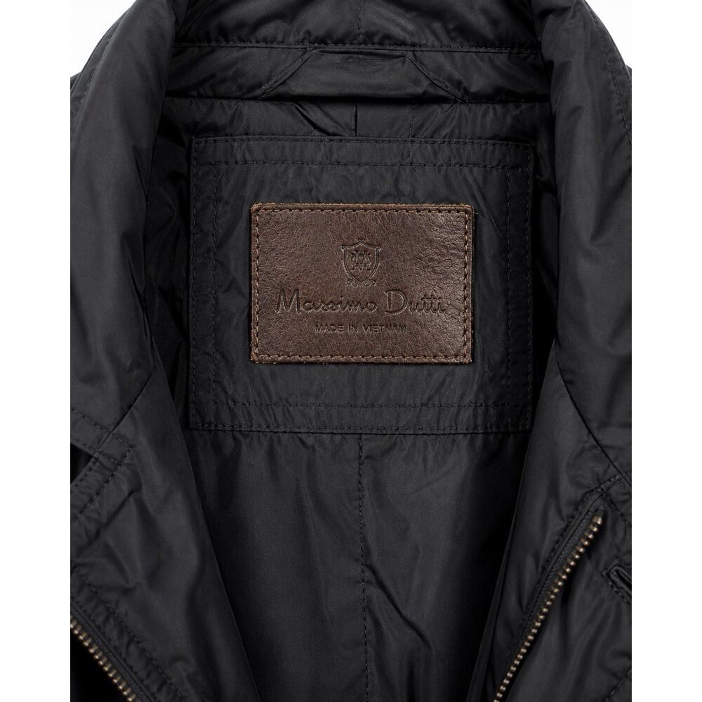 Massimo Dutti Womens Black Quilted Jacket Button Zip Casual Notch Collar Regular - Picture 2 of 2